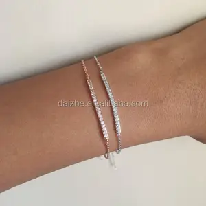 Factory direct sale 925 sterling silver wholesale micro pave cz bar bracelet