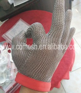 Gants de sécurité de travail de boucher à anneau soudé en acier inoxydable résistant aux coupures - Product Image 3