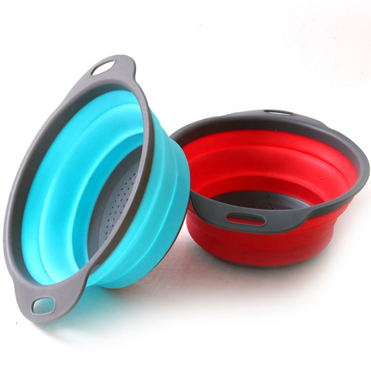 Горячая Распродажа, круглая сливная корзина для воды, силиконовая складная корзина для мытья фруктов