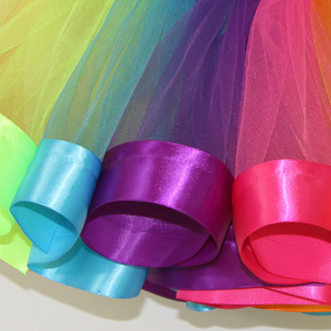 Falda tutú de satén para niñas, colores del arco iris - Product Image 4