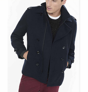 Fashion Top Quality Bulk Mix Size Shoulder Epaulettes Cotton/polyester Blank Double Collar <strong>Men</strong> Casual <strong>Peacoat</strong> - Product Image 1