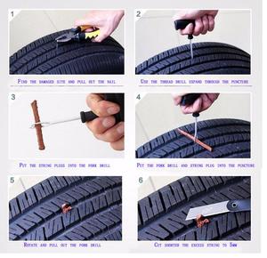 طقم إصلاح ثقوب إطارات السيارات التيوبلس مقاس 4 بوصة مع سدادة وأدوات إصلاح تلقائية - Product Image 5