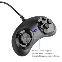 Manette de jeu classique filaire USB à 6 boutons pour PC MAC rétro, manette de jeu, manette de jeu, non compatible avec SEGA Genesis Mega Drive MD2, LIVRAISON RAPIDE