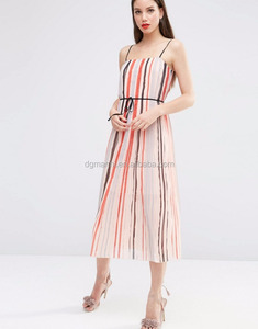 Courroie De Gaine Réservoir Imprimer Rayé Femmes Robe Dos Nu Arc-En-Rayé de Mode Discothèque Partie Sexy Robe - Product Image 1