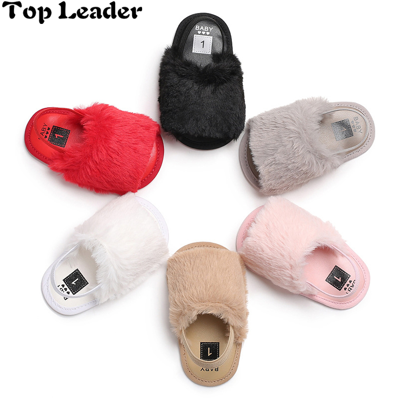 Модная детская обувь из искусственного меха, летняя Милая обувь для маленьких мальчиков и девочек, домашняя обувь с мягкой подошвой для 0-18 месяцев