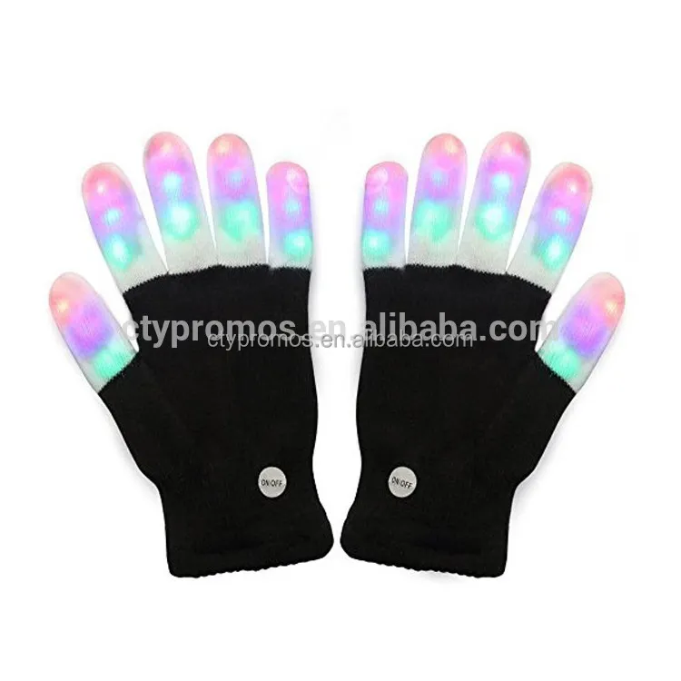 Acrylic Winter Knit Light Show LED Rave Finger Lighting Flashing Glow Mittens Flashing Gloves