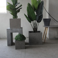Pots de fleurs/jardinières carrés minimalistes modernes avec finition en ciment naturel, écologiques, durables, décoration pour la maison et le jardin