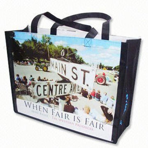 Customizable Eco-Friendly Reusable Laminated PP Non-Woven Striped Pattern Promotional Handled <strong>Medium</strong> <strong>Size</strong> Shopping <strong>Bags</strong> - Product Image 2