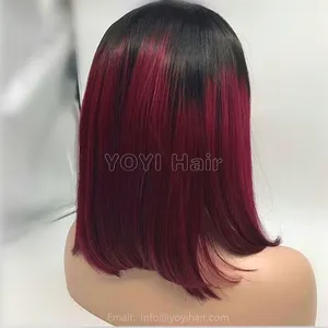 Rambut Brazilian Bergelombang Lurus Tidak Kusut Harga Terjangkau Sangat Baik Berguna Rambut Manusia Brasil Wig Pendek Tidak Diproses Penuh Renda Dua Nada Afro Keriting