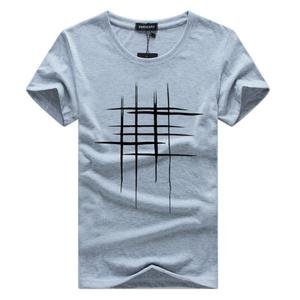 ชายเสื้อยืดฤดูร้อนแขนสั้นเสื้อ t ผู้ชายการออกแบบที่เรียบง่าย line cross พิมพ์ผ้าฝ้าย<span class=keywords><strong>เสื้อ</strong></span>ผู้ชาย - Product Image 5