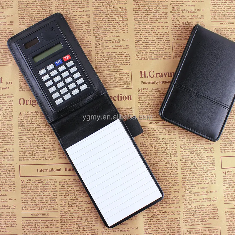 Nuevo creativo pequeño cuaderno A7 PU cuero de bloc de notas diario notebook memo planificador con mini Bloc de notas y calculadora