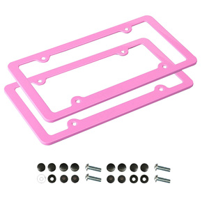 Cadres de Plaque d'immatriculation En Alliage D'aluminium <span class=keywords><strong>4</strong></span>-Trou Vis Kits Rose Noir Étiquette Titulaire de la Couverture Pour Les Voitures Américaines Permis Voiture cadre de plaque - Product Image 2