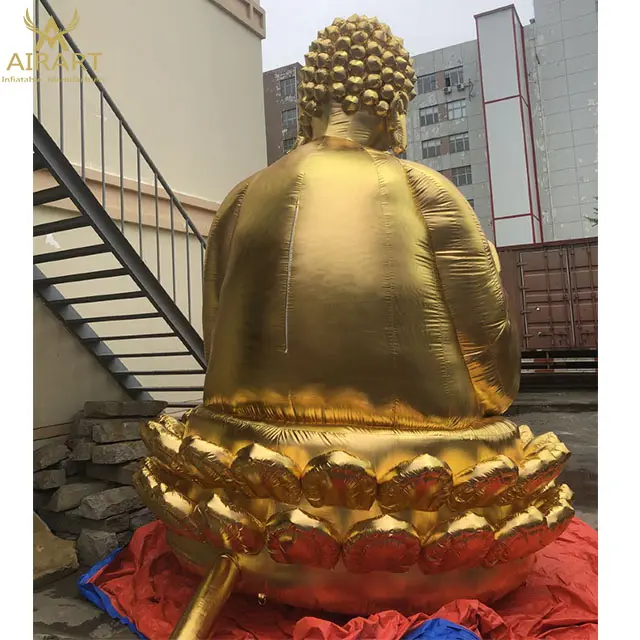 4M Tall Giant Opblaasbare Gouden Boeddhabeeld Voor Outdoor Reclame