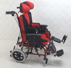 Silla de Ruedas reclinable para niños discapacitados, sillón Manual de aluminio ajustable - Product Image 4