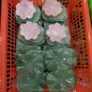 Talladas a mano natural Rose cuarzo cristal flor de loto adornos para la venta - Product Image 5