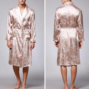 Robe de nuit <span class=keywords><strong>en</strong></span> <span class=keywords><strong>Satin</strong></span> de soie pour hommes, Kimono de luxe, à manches longues, 2019 - Product Image 5