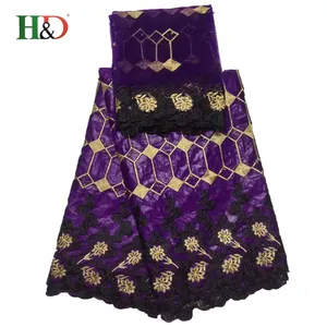 H & D mejor precio 5 patio Bazin <span class=keywords><strong>2</strong></span> yardas de encaje recortar modo Africaine broderie Bazin riche tela para la venta - Product Image 1