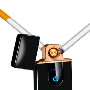 सस्ते नए साल उत्पादों सिगरेट यूएसबी बिजली लाइटर डबल पक्षीय टच स्क्रीन लाइटर