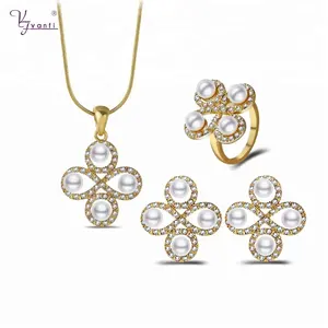 turkish jewelry gold jewellery alloy with pearl pendant necklace earrings ring jewelry sets chinese wholesale