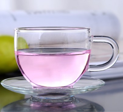 Glass Cup And Saucer Set With Custom Design Glass Cup Set For Tea Coffee Borosilicate Glass Mug