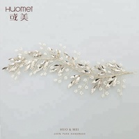 Serre-tête en cristal fait à la main, pour filles, grand bandeau de cheveux simples en perles et fleurs de mariage