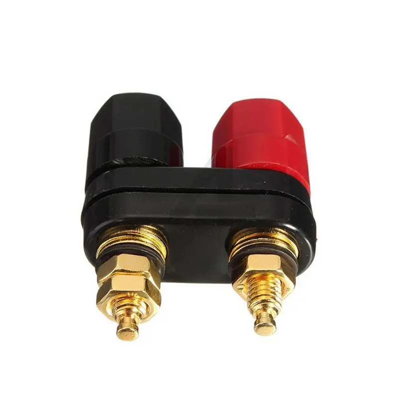 Gold Plated Speaker Terminal 2pin 4mm Banana Plug Double Jack Socket Adapter Audio & Video with Fixed Plate