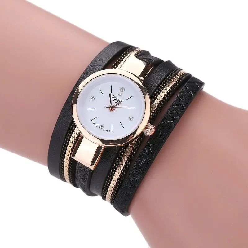 Sloggi charming gold two-coil winding bracelet quartz watch Bead hidden-interlocking fashion watch for women