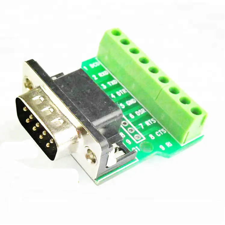 Taidacent DB9 RS232 Serial 9 Pin Solderless Male D-sub Breakout Connector Board DB9 Terminal Block Breakout Board