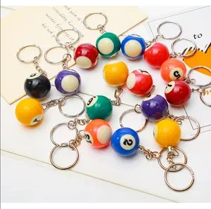 3D Billiards Shape Resin Alloy Pendant Key Chain Keyring For Car Bag Key Accessories Fashion Jewelry Gift For Friend