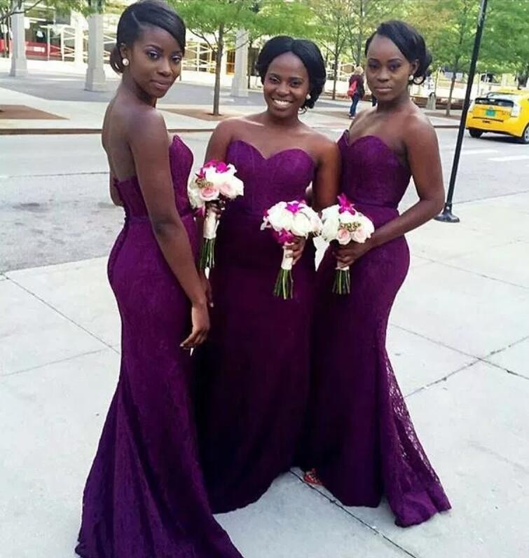 Shop Our Vintage Sweetheart Discount Purple Long Lace African Bridesmaid  Dresses. Perfect for Any Wedding. OEM Service Available.