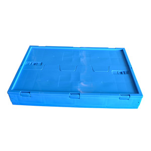 פלסטיק כחול מתקפל ארגז חקלאות הניתן לנעילה פירות סל ארגזי ארגז עם מכסה עבור פירות וירקות - Product Image 3