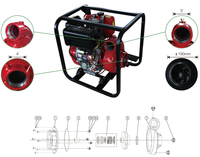 4 pouces agriculture grand débit haute pression 13hp 192F moteur diesel pompe à eau