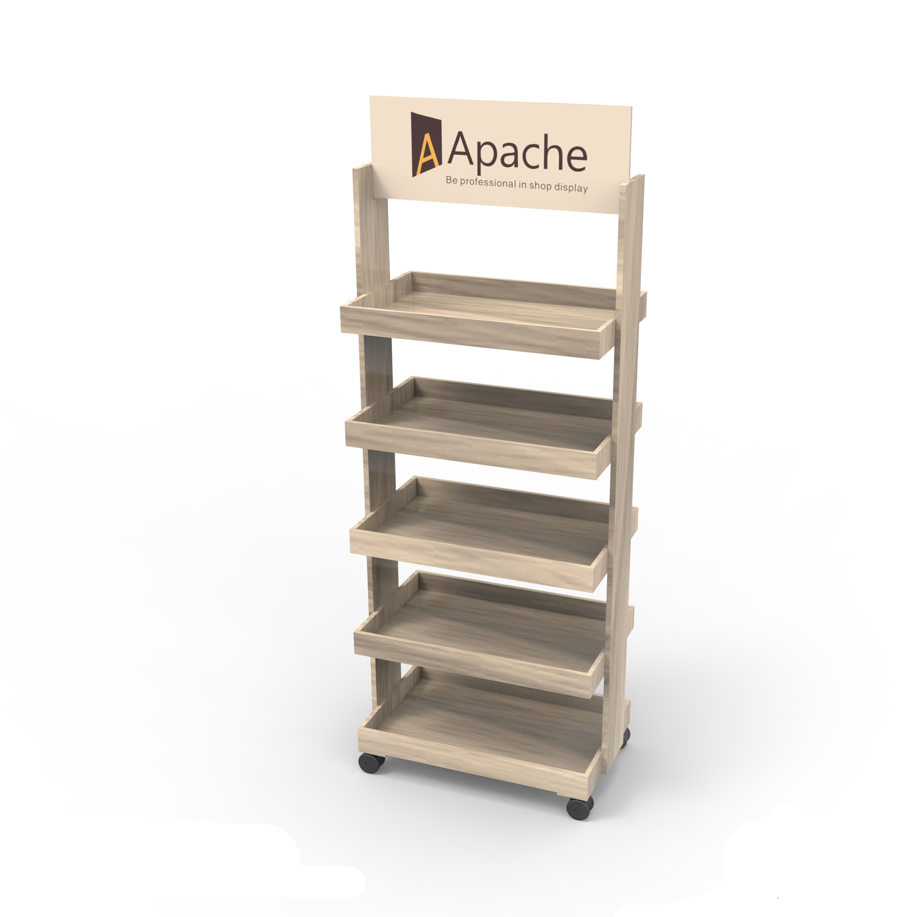 Flexible High Quality Wooden Wine Display Rack with Wheels for Stores — view 1