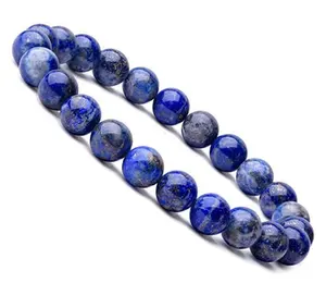 8Mm Natuurlijke Lapis Lazuli Edelsteen Helende Kracht Energie Kralen Elastische Rekbare Armband Natuurlijke Kralen