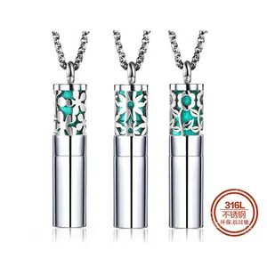 Großhandel Edelstahl Schmuck Parfüm Flasche Blume Halskette Medaillon Frauen Aroma Ätherisches Öl Diffusor Anhänger Halskette