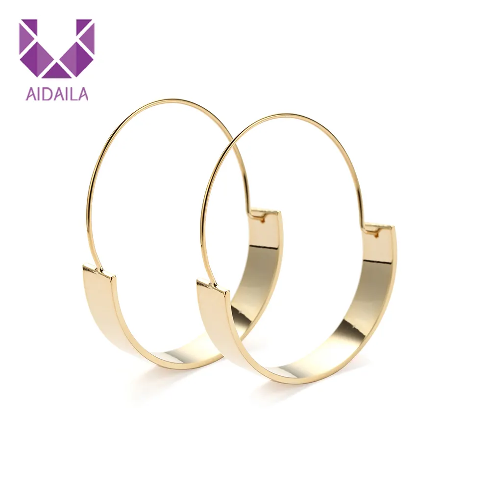 Aidaila Free Shipping To India Gold Plated Brass Hoop Earrings