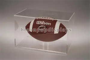 Produits de sport de Détail Magasin Merchandising Acrylique Cube Unique Baseball Ou Ballon De Rugby Vitrine