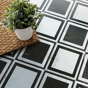 Phong Cách Châu Âu Hiện Đại 200X200Mm Đá Cẩm Thạch Như Sứ Ma-rốc Gạch Đen Và Trắng Cho Phòng Tắm Sàn Nhà Tắm - Product Image 2