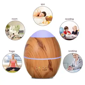 300ml Wood Grain Egg-Shaped Ultrasonic Aroma Diffuser with Colorful LED lights Air Humidifier Used in Hotel Beauty Salon