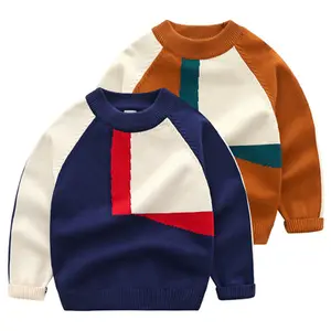 Großhandel Kinder Jungen Pullover Winter Warm Pullover Kinder Kleidung Atmungsaktiv Anti-Schrumpfen Geometrisch Umwelt freundlich Normal