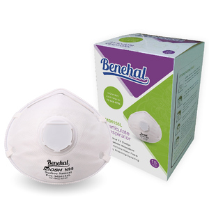 Máscara de polvo Benehal N95 con válvula de exhalación desechable respirador de patrón plano certificado EN149 - Product Image 1