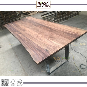 <strong>Walnut</strong> Slab Office Table, Industrial Office <strong>Desk</strong> - Product Image 6