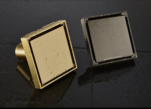 Sifoni a pavimento in ottone spazzolato oro non verniciato, invisibili, da incasso per piastrelle, per <span class=keywords><strong>doccia</strong></span> e bagno - Product Image 3