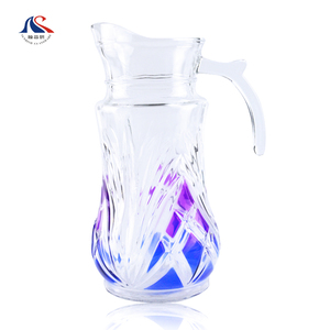 Vendita calda estiva colorata 7 pezzi <span class=keywords><strong>bicchieri</strong></span> Set da bere brocca per succo di tè con manico laterale <span class=keywords><strong>e</strong></span> Set di brocca con beccuccio con 6 tazze HF75462 - Product Image 5