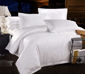 100% coton 60S 300TC satin blanc hôtel ensemble <span class=keywords><strong>de</strong></span> literie draps housse <span class=keywords><strong>de</strong></span> <span class=keywords><strong>couette</strong></span> ensemble <span class=keywords><strong>de</strong></span> NanTong usine - Product Image 2