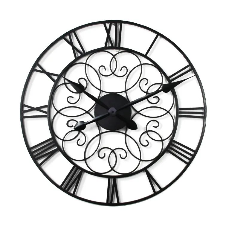 Horloge en métal Antique de grande taille 60CM 24 pouces, horloge murale surdimensionnée de jardin extérieur personnalisé fabricant