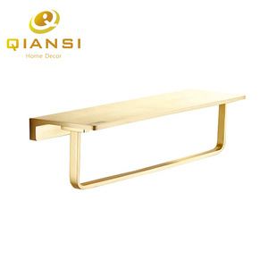 Estante de Baño de Dos Niveles Montado en la Esquina, Moderno, de Latón, con Toallero y Barra para Toallas, para Uso en Hoteles - Product Image 1