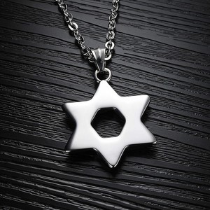 Marlary Gaya Gothic Punk Antik Perak <span class=keywords><strong>Tribal</strong></span> Kalung Baja Nirkarat David Bintang Liontin untuk Pria - Product Image 3