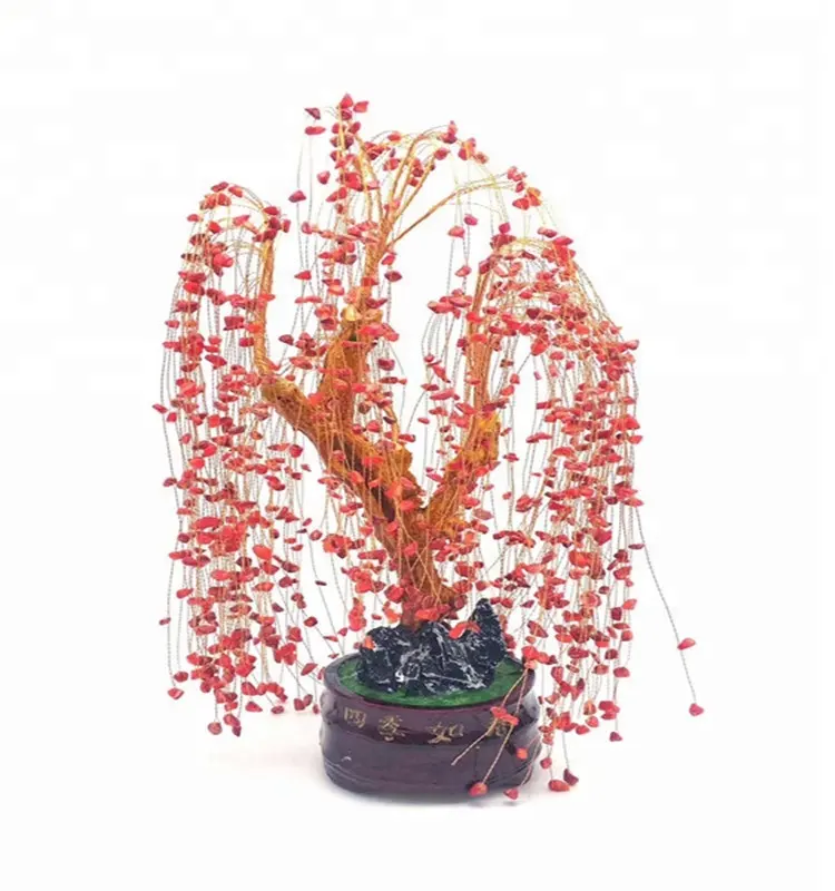 Natural crystal tree bonsai red coral weeping willow tree
