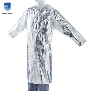 <span class=keywords><strong>Delantal</strong></span> <span class=keywords><strong>aluminizado</strong></span> ignífugo 800 grados Resistencia al aceite traje de trabajo de seguridad Bata de seguridad resistente al calor - Product Image 4